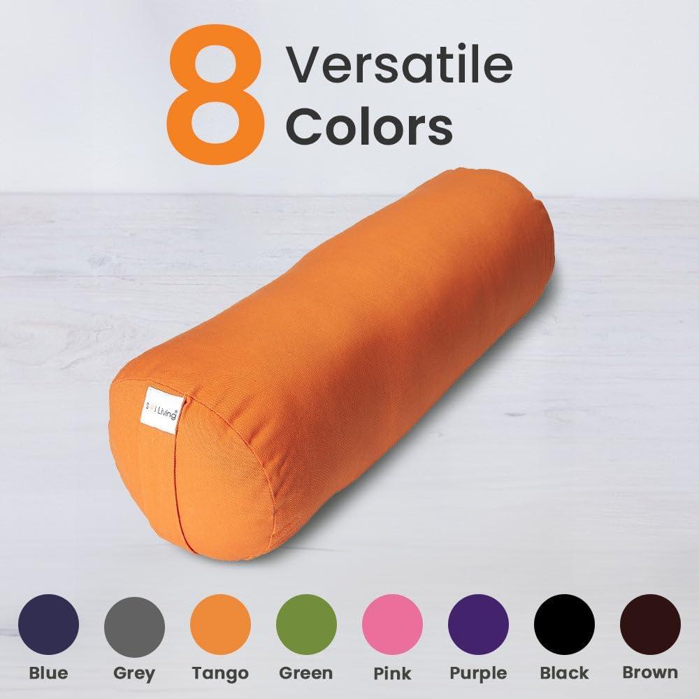 Orange Cotton Cylindrical Yoga Bolster Pillow for Kids