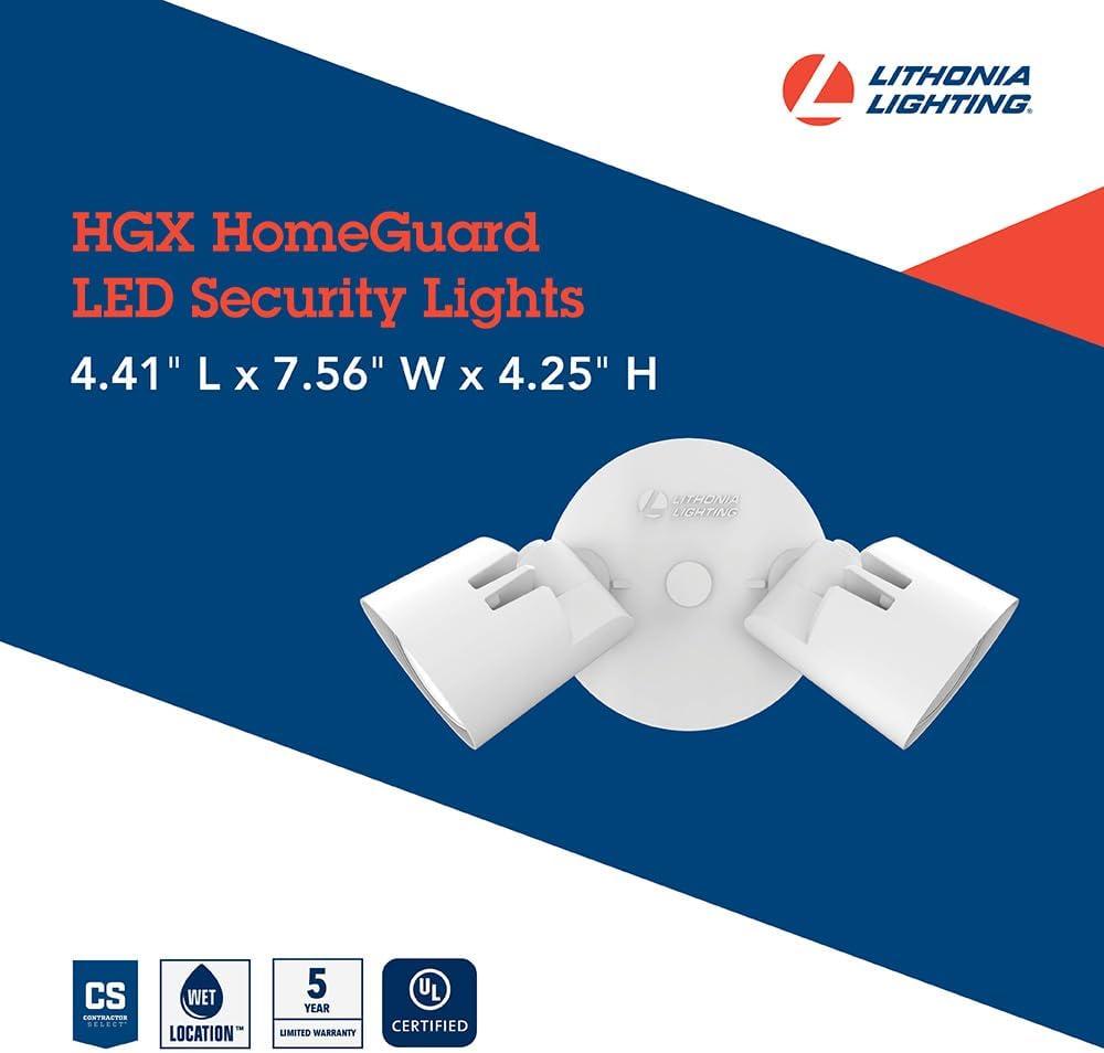 Lithonia Lighting Hgx Led 2Rh 40K 120 Cp2 M2 Pack Of (2) Home Guard Hgx Double Light