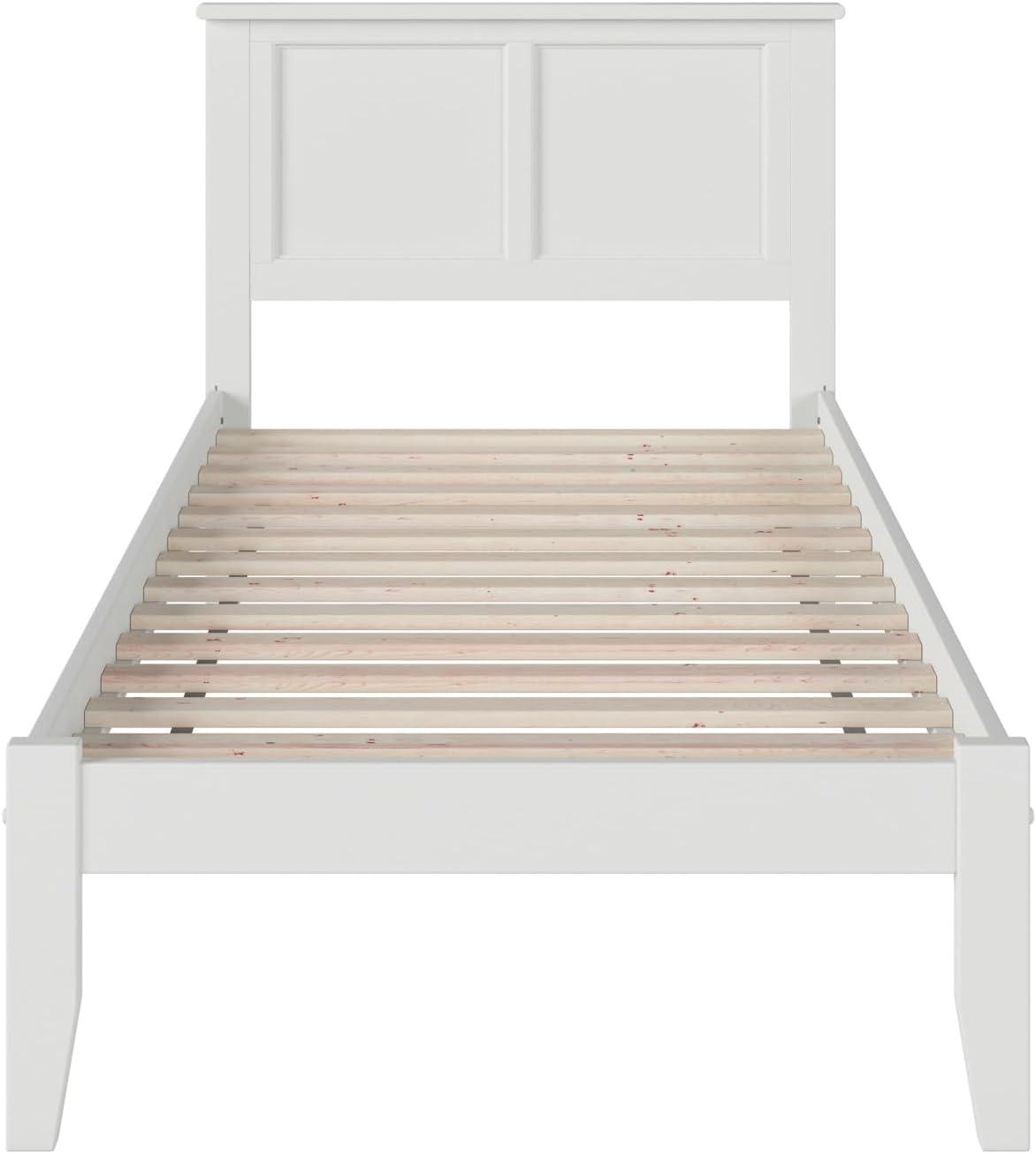 AFI Furnishings Madison Twin Platform Bed with Open Footboard and Turbo Charger in White