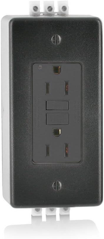 Leviton GFNT1-DIN 15 Amp, 125 Volt, Mountable NEMA 5-15R, Black