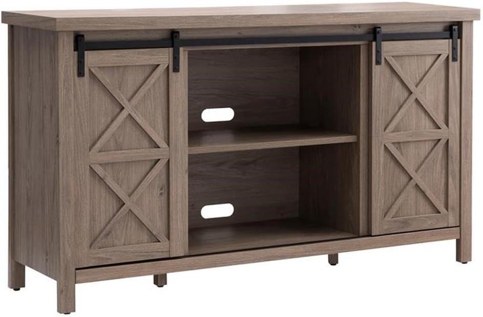 Evelyn&Zoe Elmwood Rectangular TV Stand for TV's up to 65", Antiqued Gray Oak