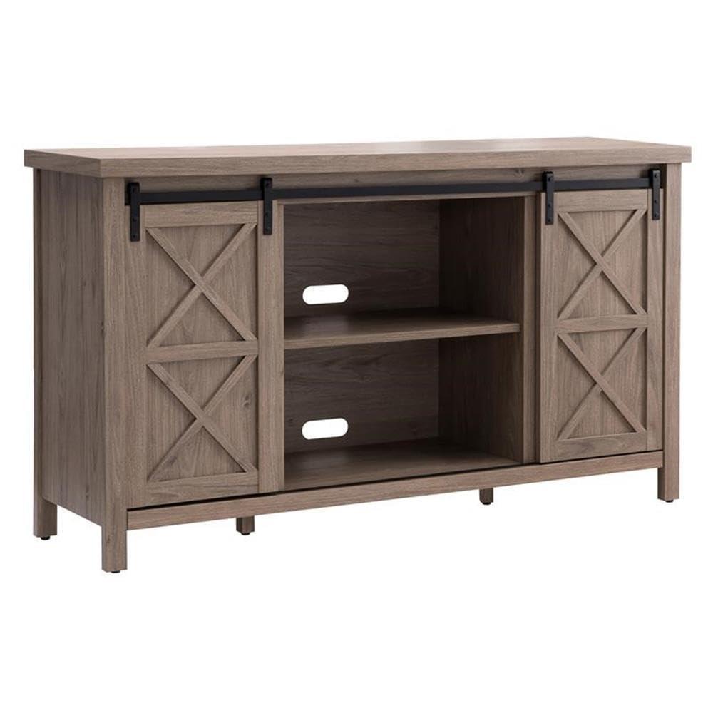 Evelyn&Zoe Elmwood Rectangular TV Stand for TV's up to 65", Antiqued Gray Oak