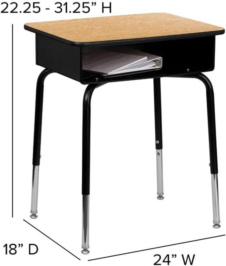 Flash Furniture Goddard Height-Adjustable Open Front Student Desk with Metal Book Box