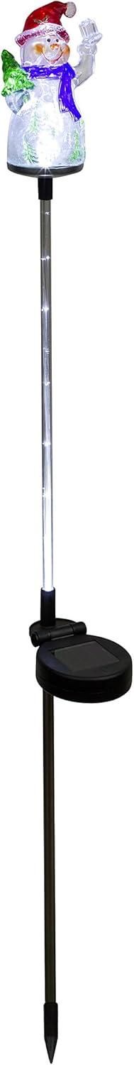 Alpine Corporation 34" Snowman Solar Powered Glass Garden Stakes (2 Pieces)