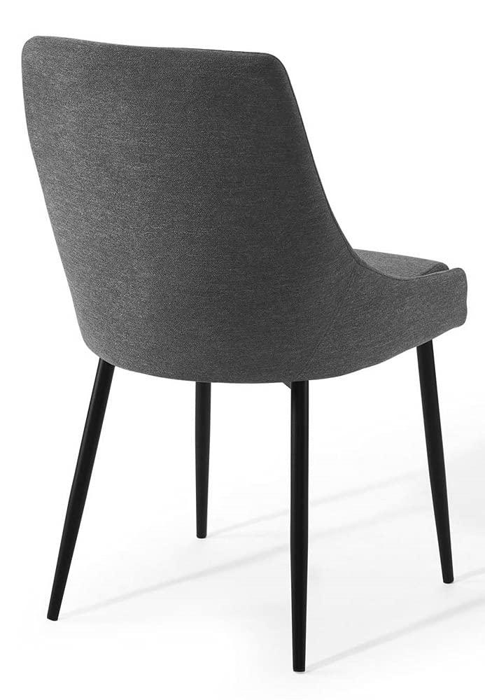 Modway Viscount Upholstered Fabric Dining Chairs - Set of 2, Black Charcoal