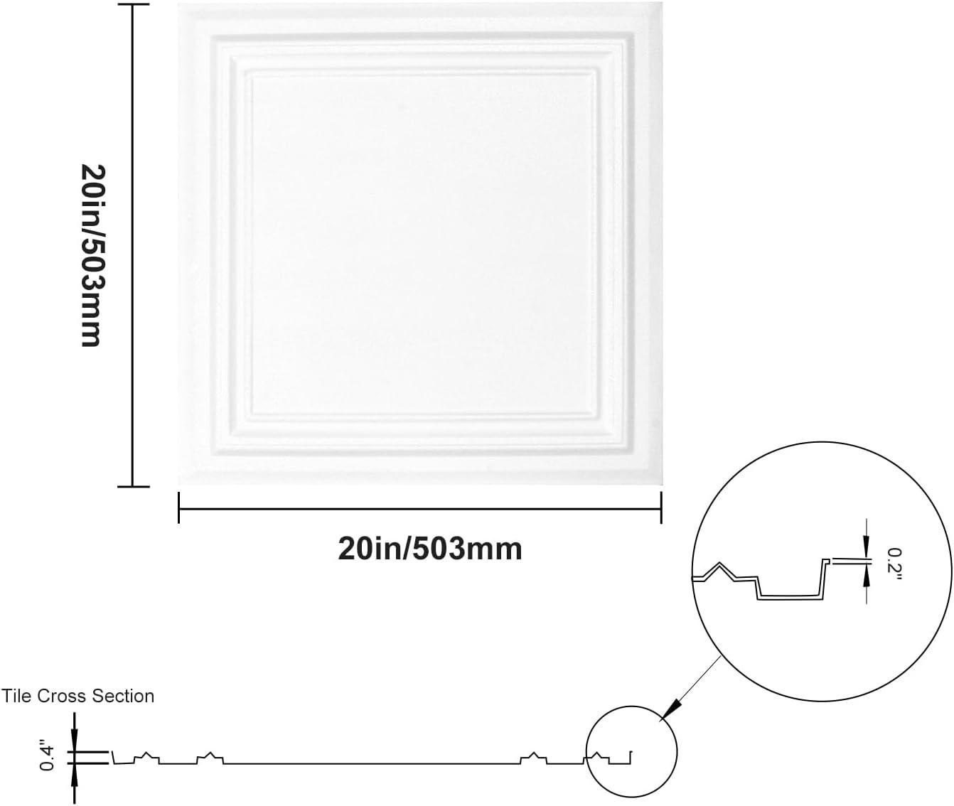 Ivory White 20" x 20" Polystyrene Ceiling Tiles Pack