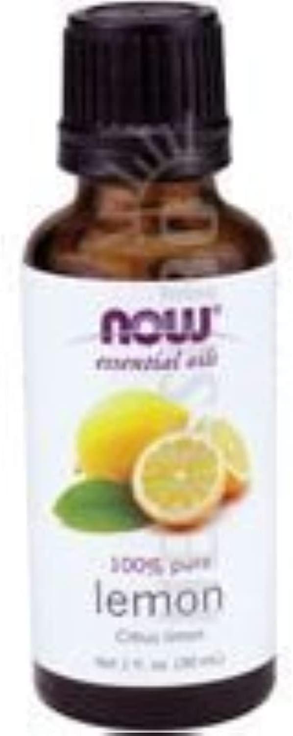 NOW Essential Oils, Lemon Oil, Cheerful Aromatherapy Scent, Cold Pressed, 100% Pure, Vegan, Child Resistant Cap, 1-Ounce