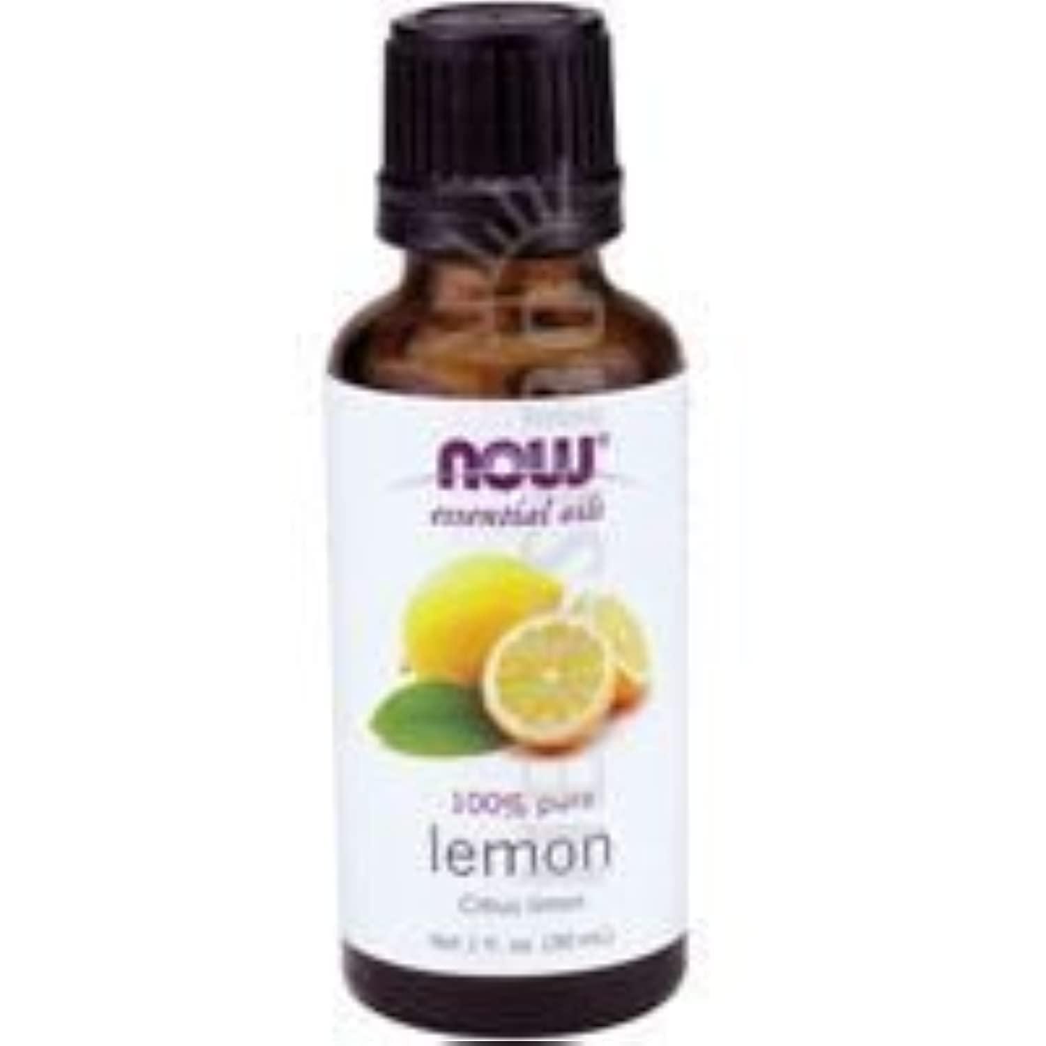 NOW Essential Oils, Lemon Oil, Cheerful Aromatherapy Scent, Cold Pressed, 100% Pure, Vegan, Child Resistant Cap, 1-Ounce
