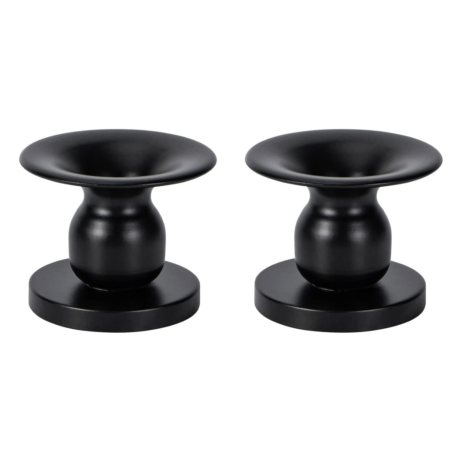 Home Decor Taper Candle Holder Set Of 2, Metal Candle Holders for Pillar Candles, Black Can