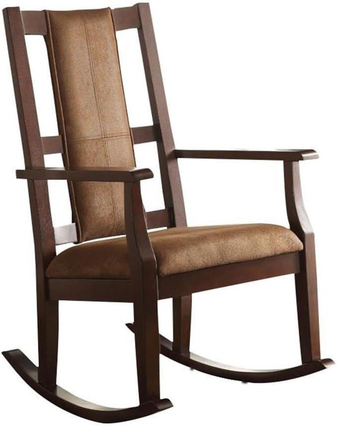 ACME Butsea Wooden Arm Rocking Chair in Brown and Espresso