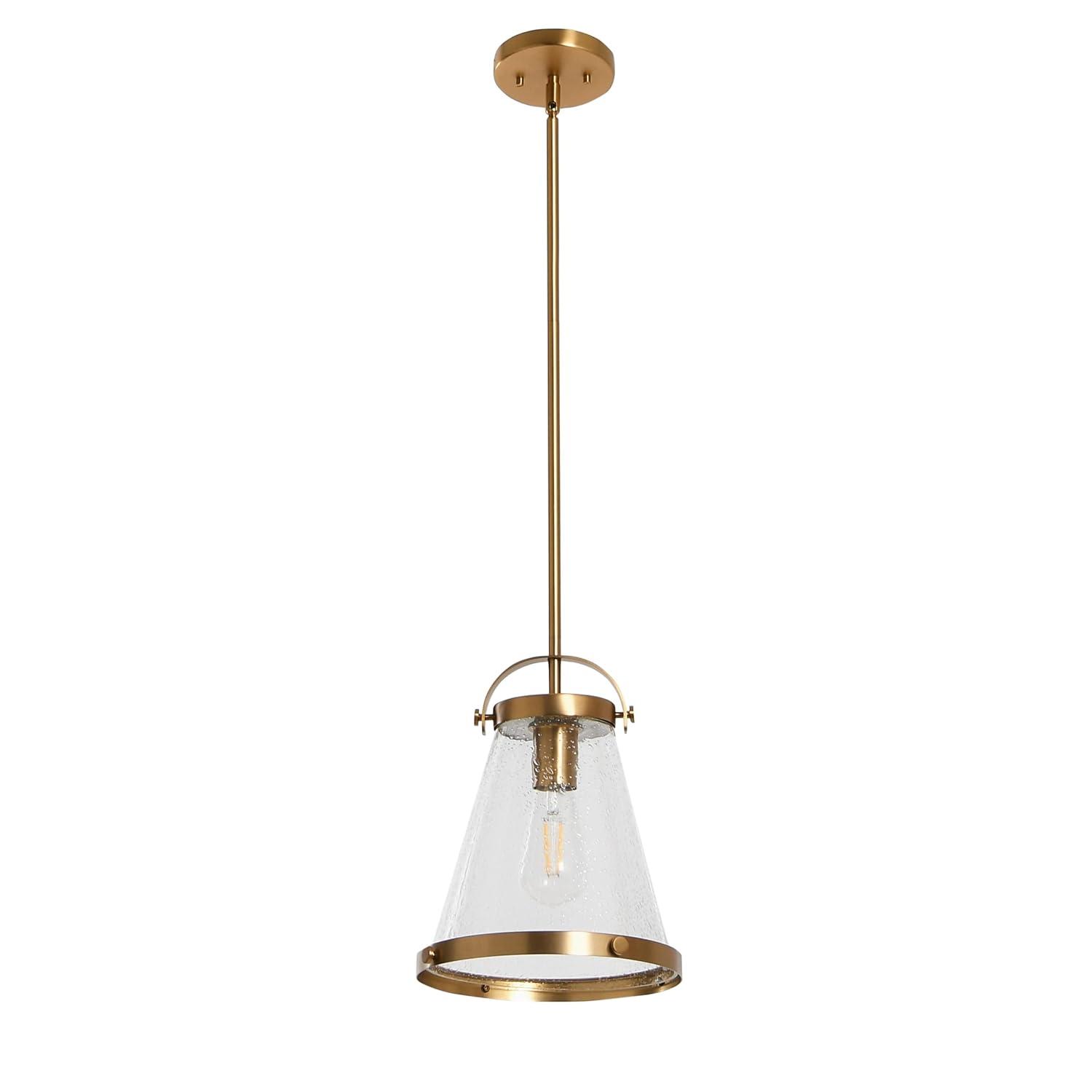 Robert Stevenson Lighting Robert Stevenson Lighting Wesley - Metal and Seedy Glass Ceiling Light, Brushed Gold