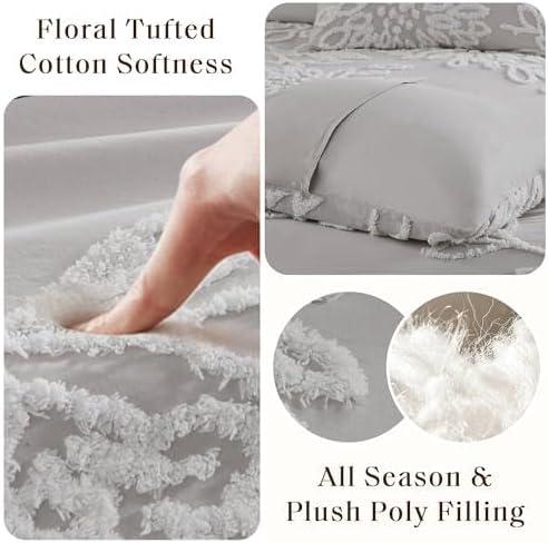 3pc King/California King Danica Tufted Chenille Floral Comforter Set Gray/White - Madison Park