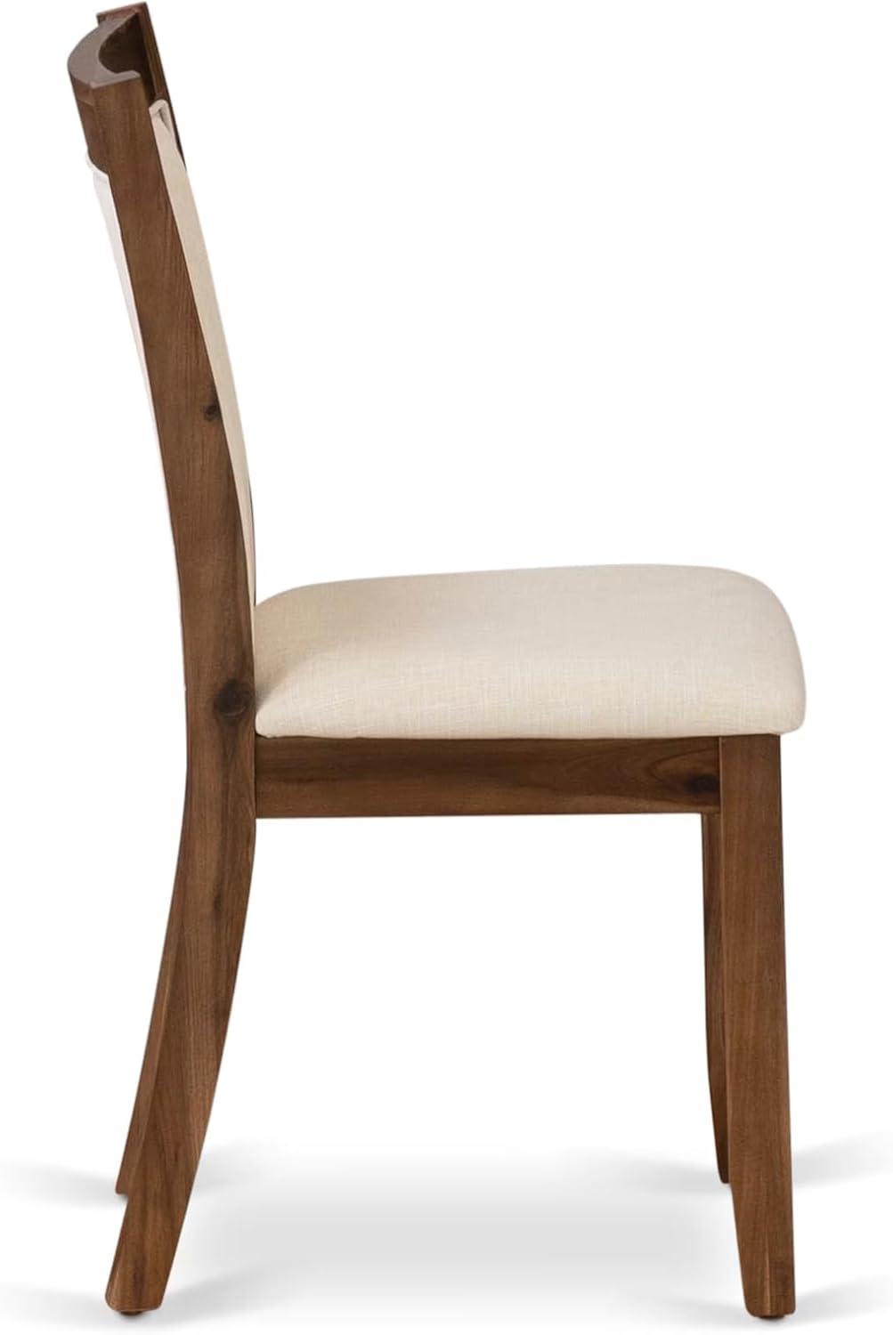 V777MZN32-9- Dinner Table and 8 Light Beige Chairs - Distressed Jacobean Finish