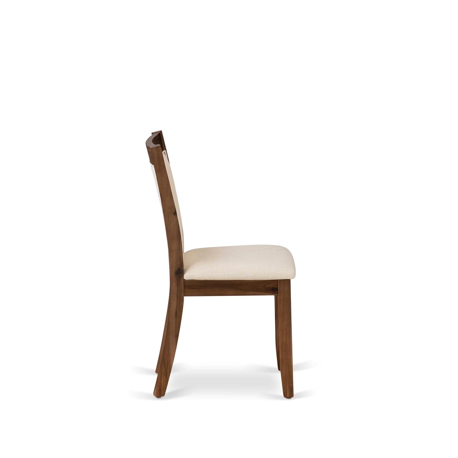 V777MZN32-9- Dinner Table and 8 Light Beige Chairs - Distressed Jacobean Finish