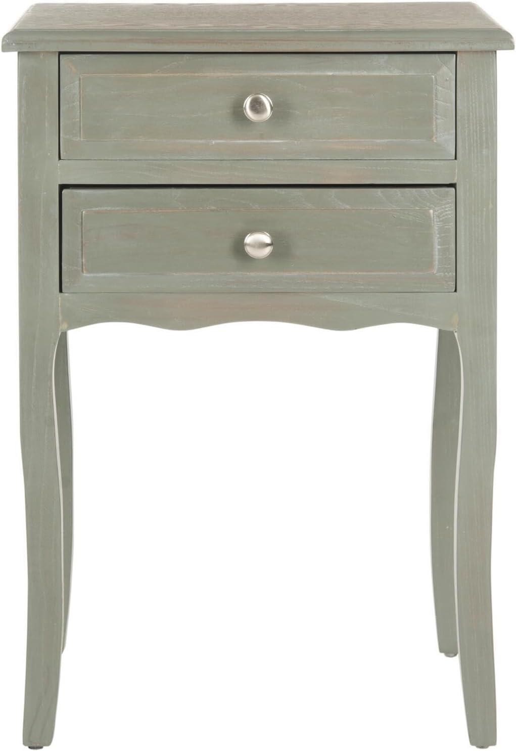 Charming Ash Grey 2-Drawer Transitional Wood End Table