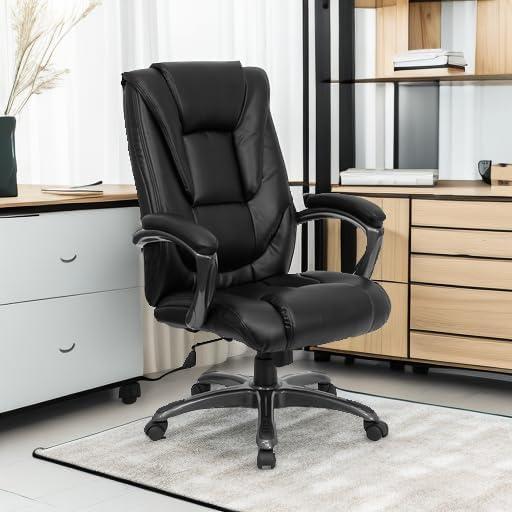 Ergonomic High-Back Black LeatherSoft Executive Swivel Office Chair