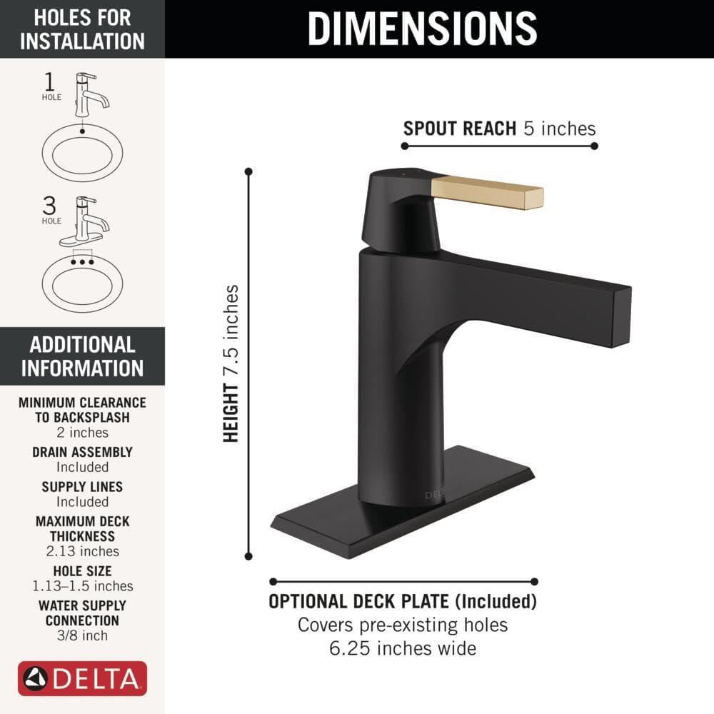 Matte Black and Bronze Single Handle Bathroom Faucet