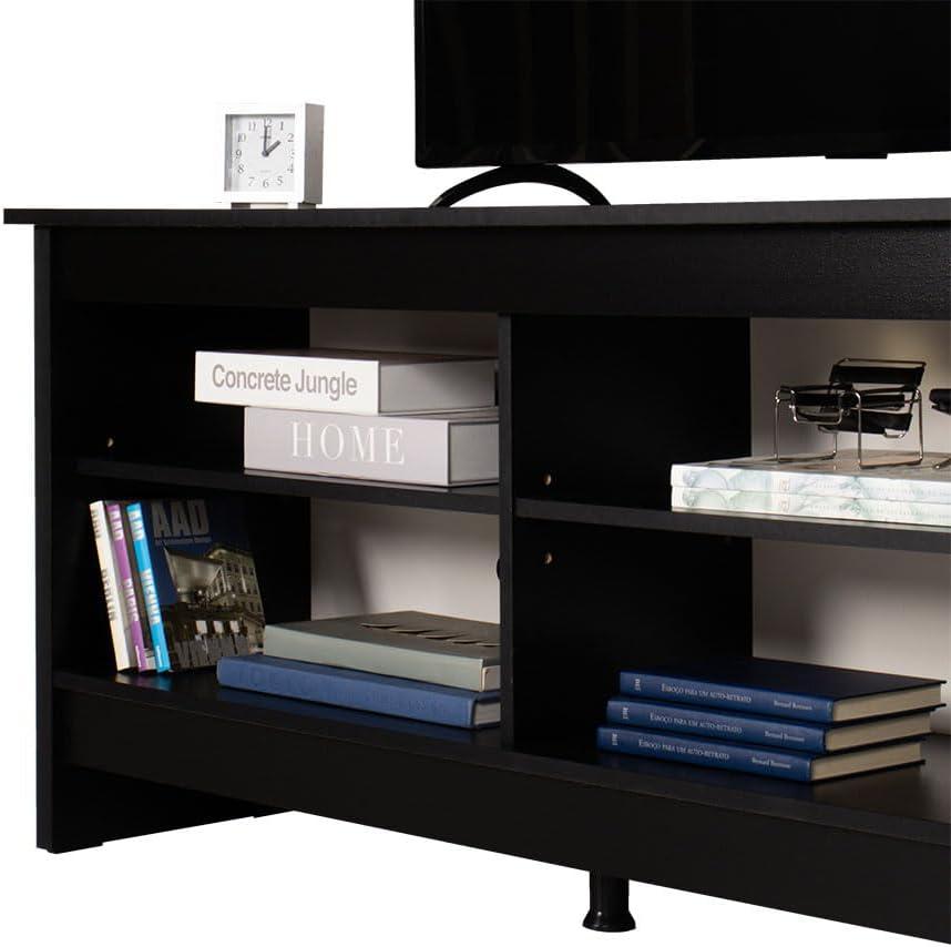 Ebern Designs Media Console TV Stand Entertainment Center with 6 Shelves and Cable Management for 65, 75 Inch Television Living Room and Bedroom Modern Wooden