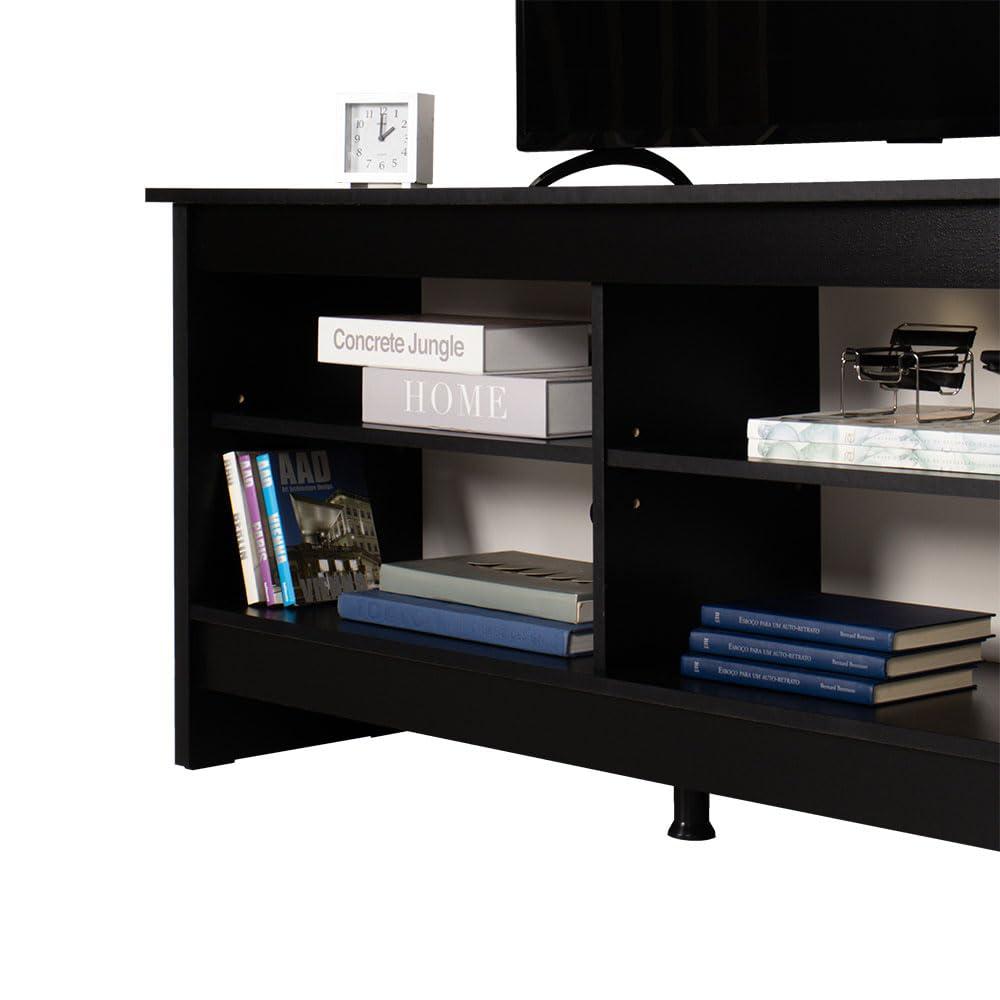 Ebern Designs Media Console TV Stand Entertainment Center with 6 Shelves and Cable Management for 65, 75 Inch Television Living Room and Bedroom Modern Wooden