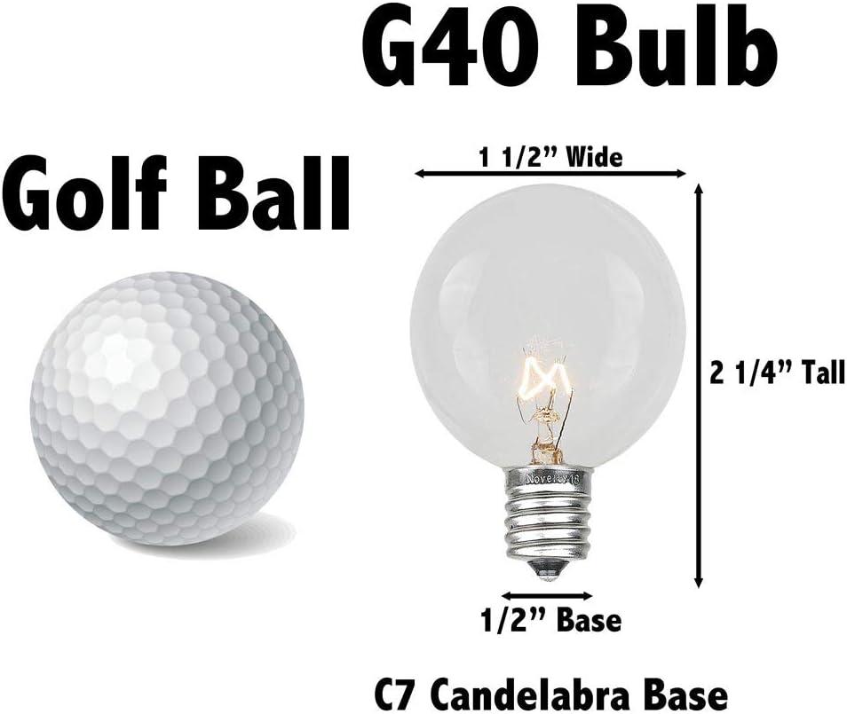 Novelty Lights Frosted White G40 Globe Hanging Outdoor String Light Replacement Bulbs E12 Candelabra Base 5 Watt