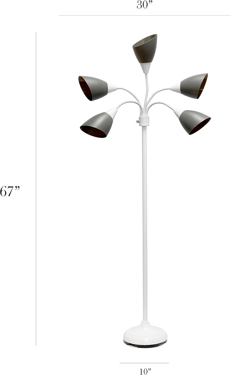 67" Contemporary Multi 5-Head Adjustable Gooseneck Floor Lamp - Simple Designs