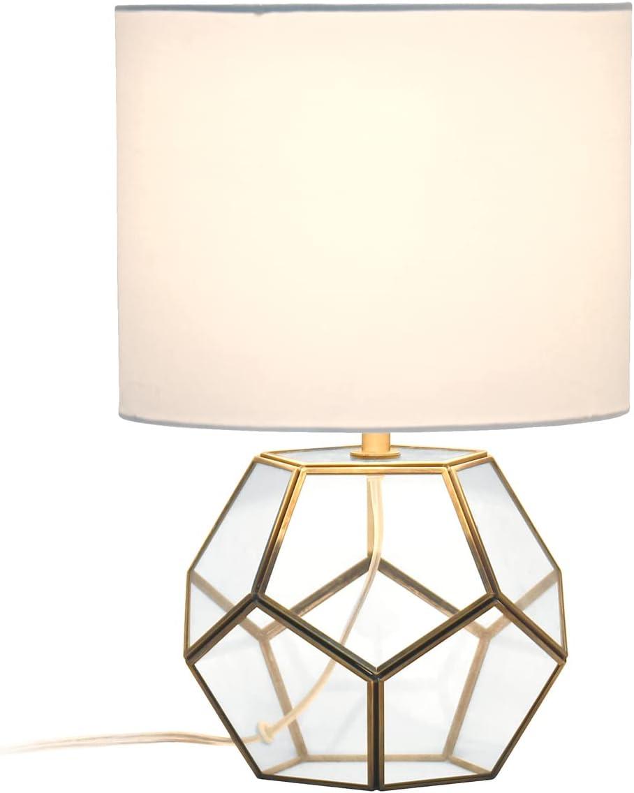 Glass and Brass Sphere Table Lamp - Elegant Designs: Bedside, No Assembly Required, UL Listed