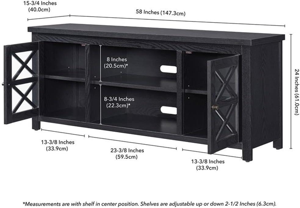 Evelyn&Zoe Colton Rectangular TV Stand for TV's up to 65", Black Grain