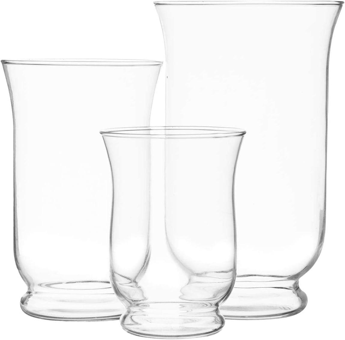 Clear Glass Hurricane Candle Holder and Vase Set, 3 Pieces, 6", 8", 10"