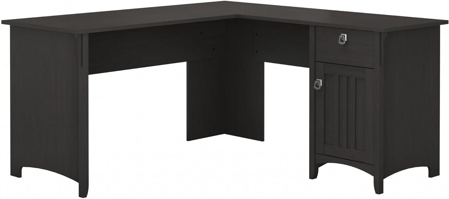 Bush Furniture Salinas 60" L Shaped Desk with Storage, Vintage Black