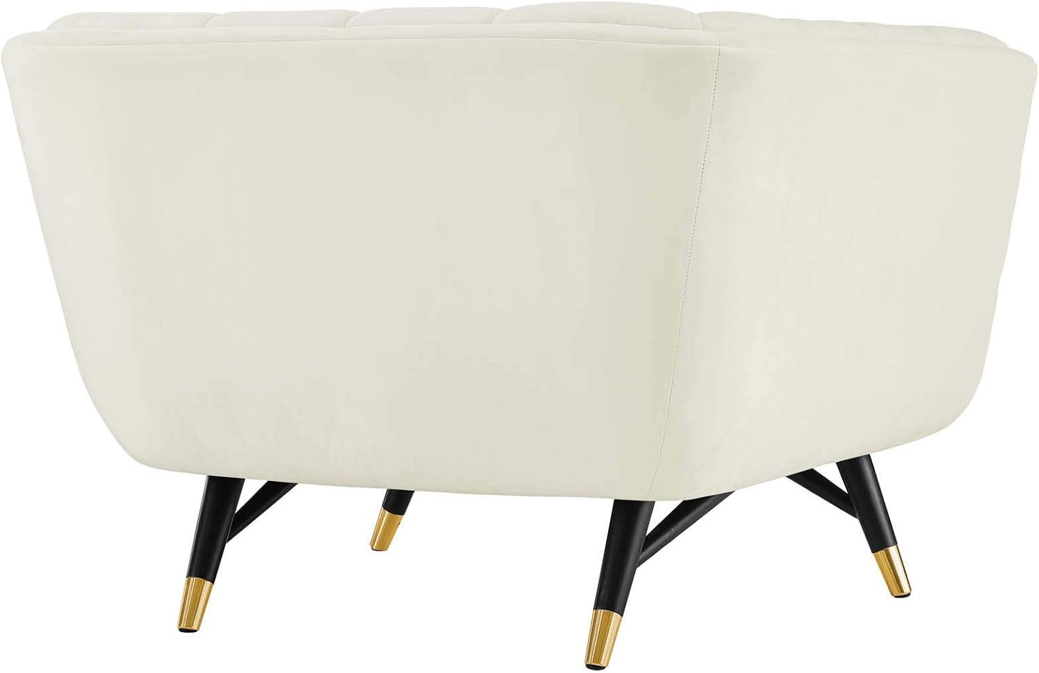 Modway Adept Performance Velvet Accent Armchair in Ivory and Black