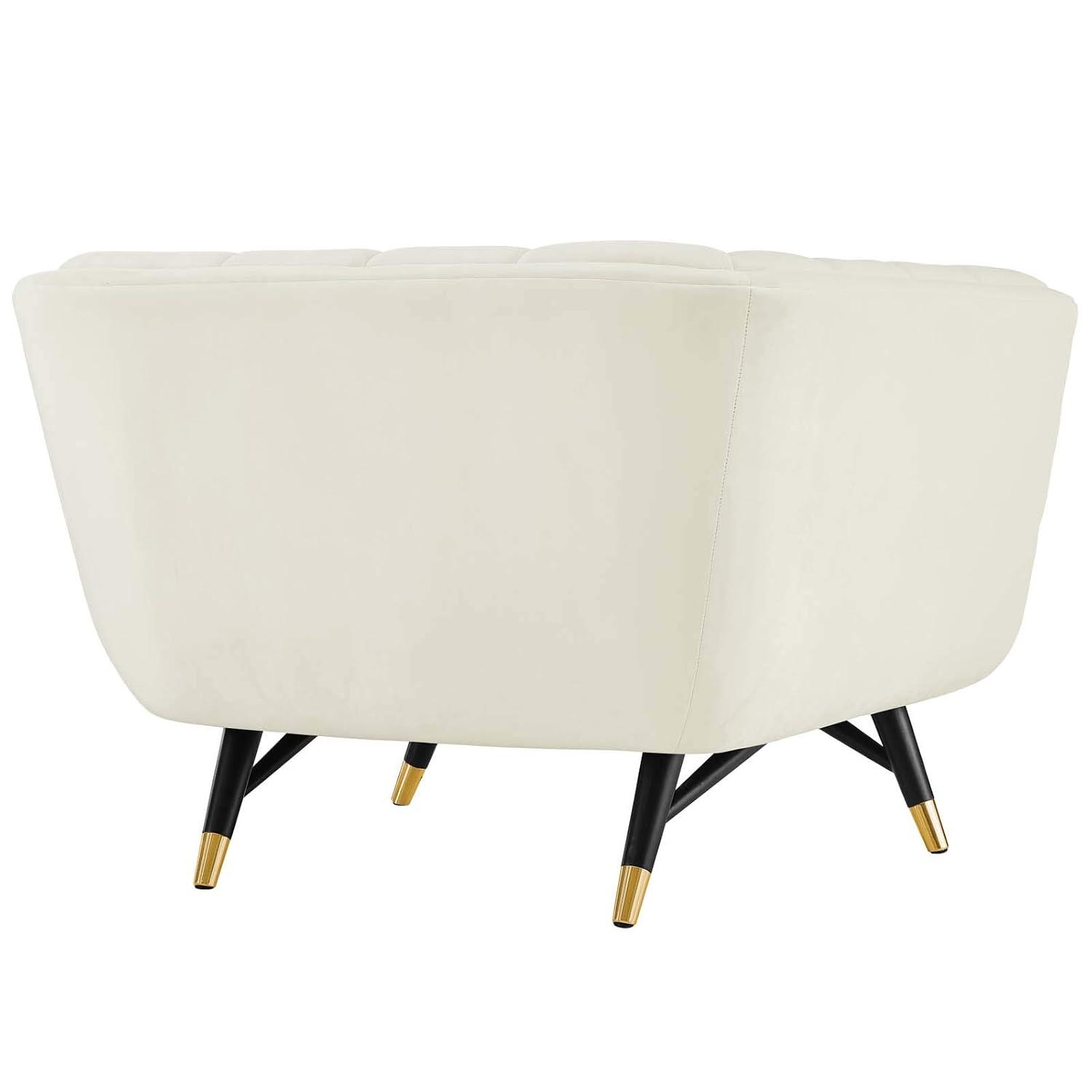 Modway Adept Performance Velvet Accent Armchair in Ivory and Black