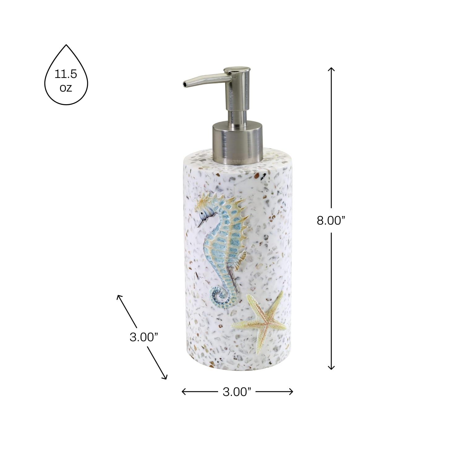 Avanti Linens - Soap Dispenser/Lotion Pump, Resin Bathroom Accessories, Guest Bathroom Essentials, Sea Inspired Bathroom Decor (Coastal Terrazo Collection) C3
