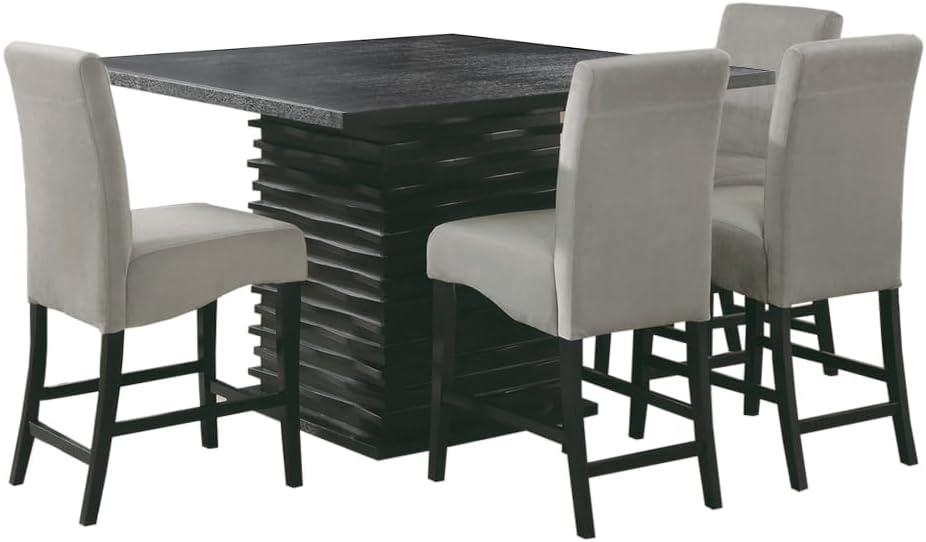 Ash Veneer 5-Piece Dining Set with Geometric Base in Black and Grey