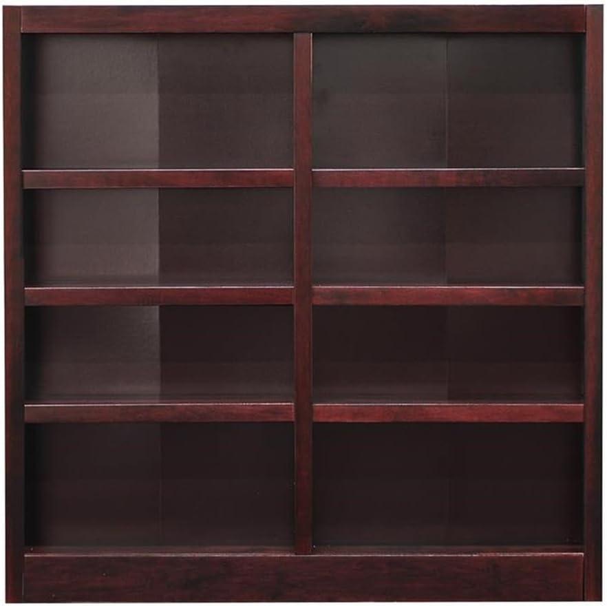 Concepts in Wood 8 Shelf Double Wide Wood Bookcase, 48 inch Tall - Cherry Finish