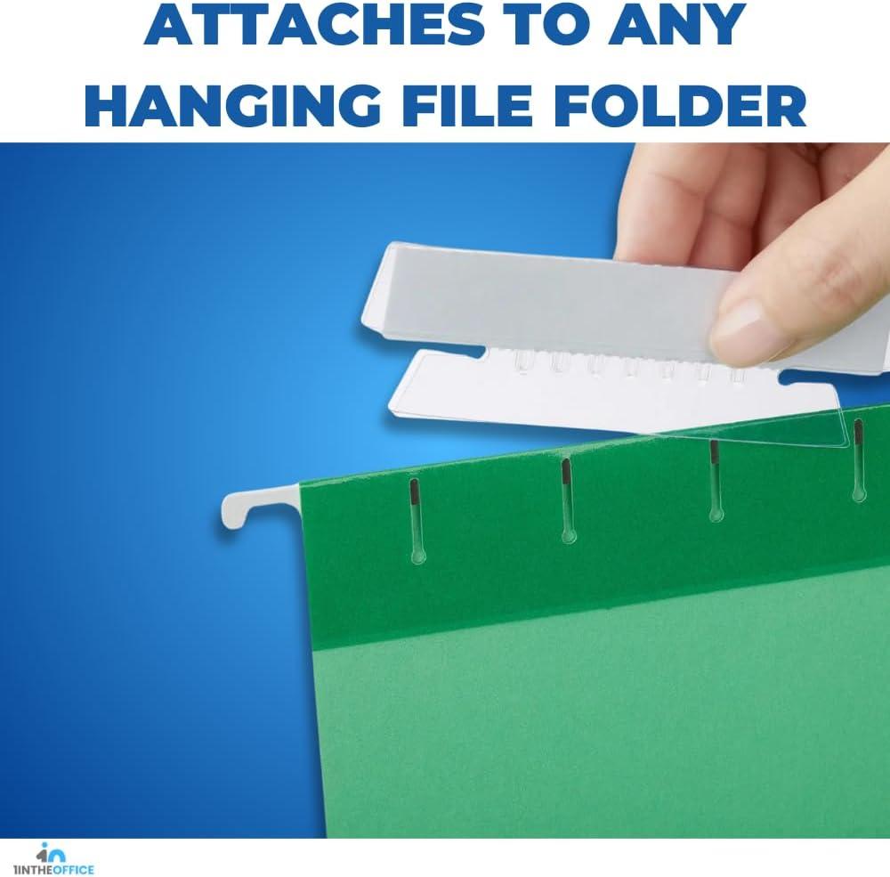 1InTheOffice Clear Hanging Folder Tabs, and Inserts 3-1/2" x 5/8", 100/Pack (3 1/2")