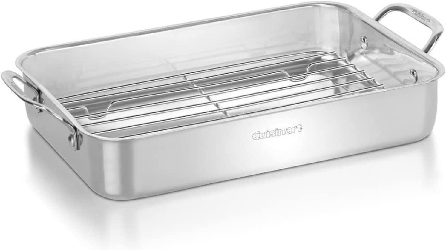 Cuisinart Chef's Classic 14" Stainless Steel Lasagna Pan & Stainless Roasting Rack: Dishwasher-Safe, Riveted Handle