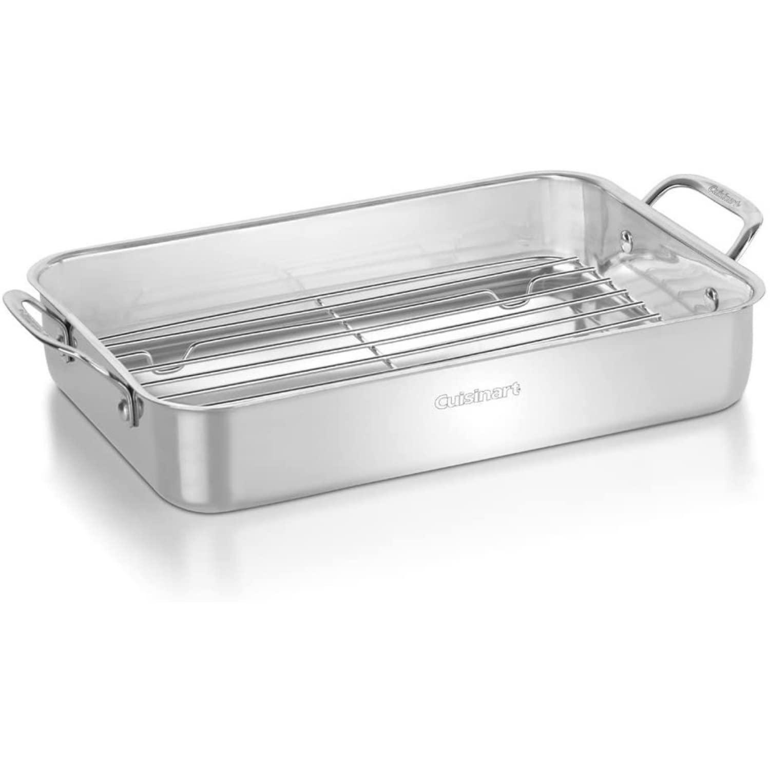 Cuisinart Chef's Classic 14" Stainless Steel Lasagna Pan & Stainless Roasting Rack: Dishwasher-Safe, Riveted Handle