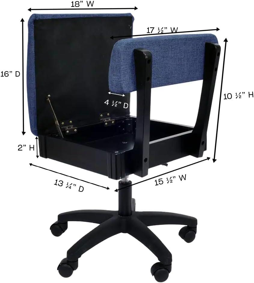 Adjustable Height Hydraulic Sewing Chair with Under Seat Storage by Arrow Classic Sewing Furniture