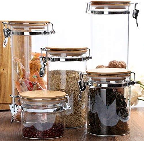 JoyJolt Glass Airtight Food Storage Jars with Bamboo Clamp Lids, 4-Piece