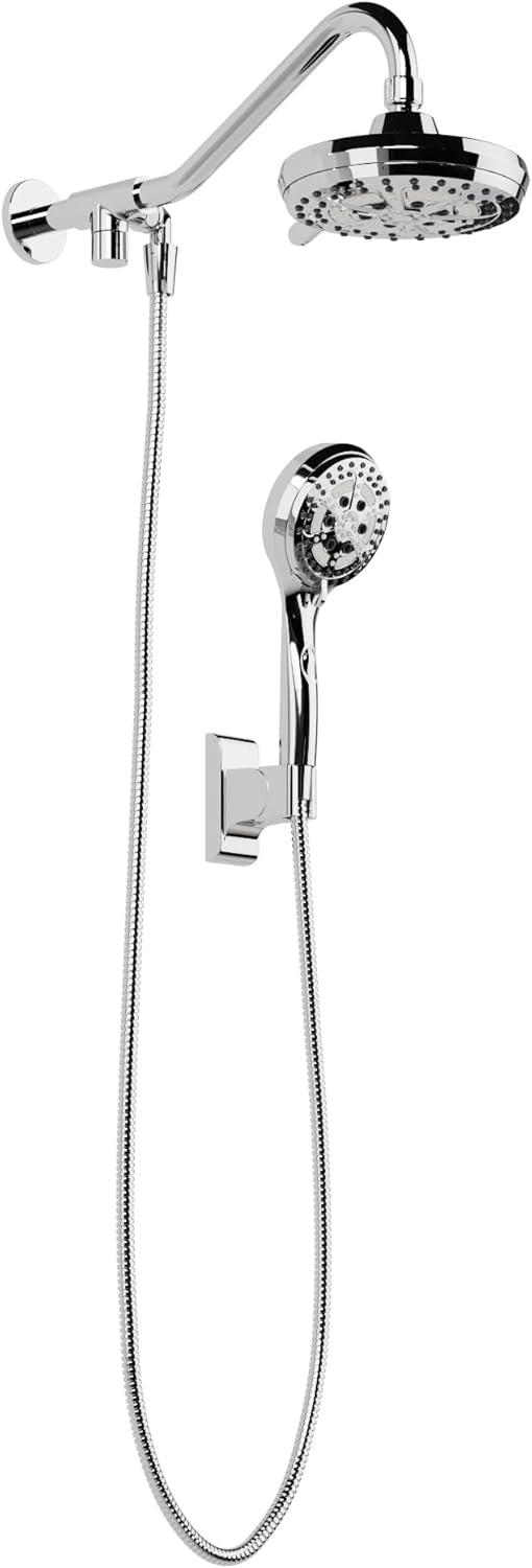 Chrome Dual Shower Head and Handheld Shower System