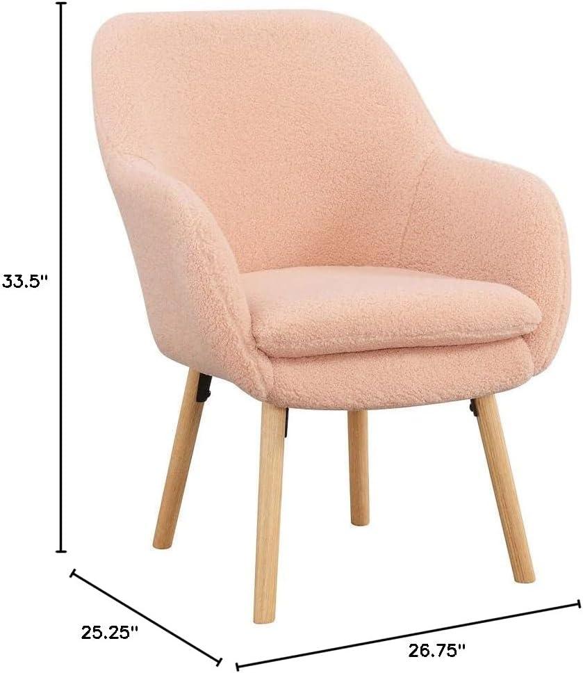 Convenience Concepts Take a Seat Charlotte Wingback Sherpa Accent Armchair, Sherpa Blush