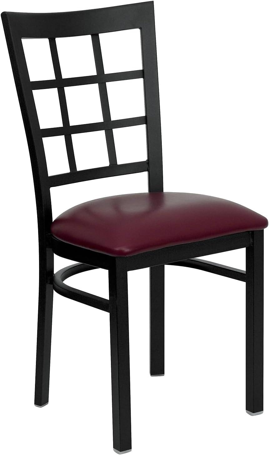 Flash Furniture 2 Pack HERCULES Series Black Window Back Metal Restaurant Chair - Burgundy Vinyl Seat