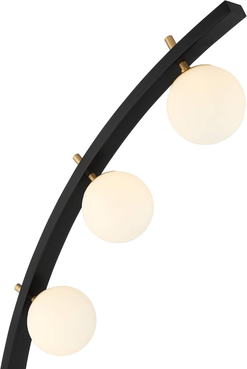 Possini Euro Design Rialto Modern Arched Floor Lamp 68 1/4" Tall Warm Gold Matte Black 3 Light Frosted White Glass Orb Shade for Living Room Reading