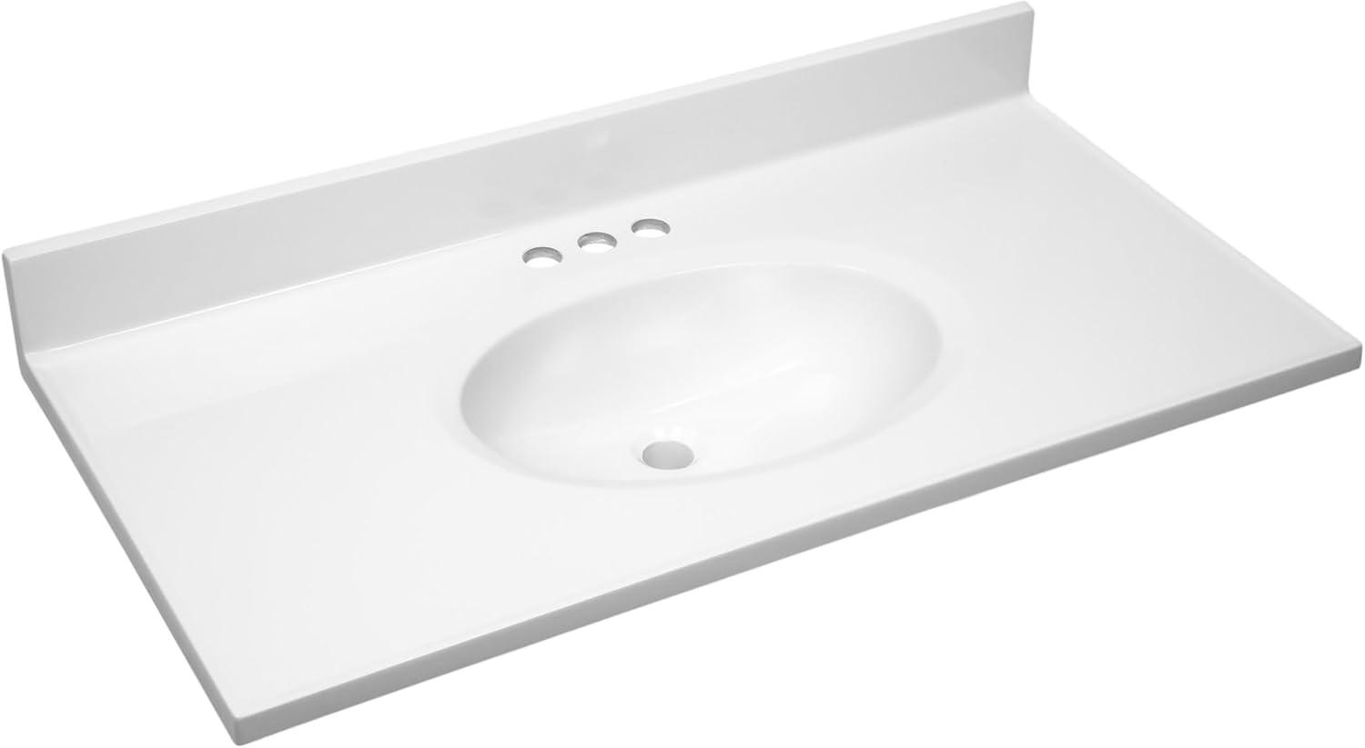 Design House 586206-37-inch Cultured Marble Vanity Top with Backsplash-Improved Package in White