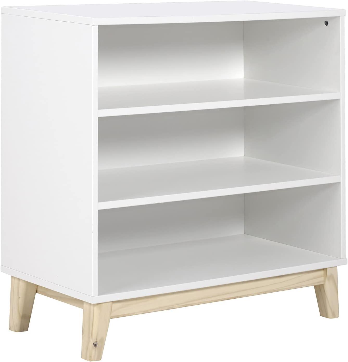 White Wood Adjustable 3-Shelf Kids Bookcase