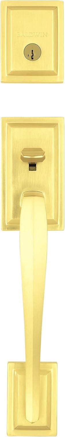Baldwin Torrey Pines, Front Entry Handleset with Interior Lever, Featuring SmartKey Deadbolt Re-Key Technology and Microban Protection, in Satin Brass