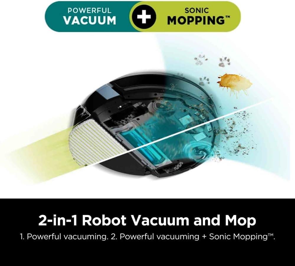 Black Cordless Robotic Vacuum and Mop with Alexa Compatibility