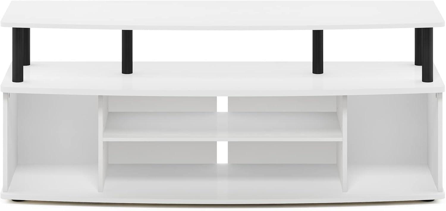 Furinno Modern TV Cabinet Large Entertainment Center Hold up to 55" TV with Open Storage Shelves White/Black