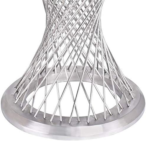 Armen Living Calypso Contemporary Dining Table in Brushed Stainless Steel with Clear Tempered Glass Top