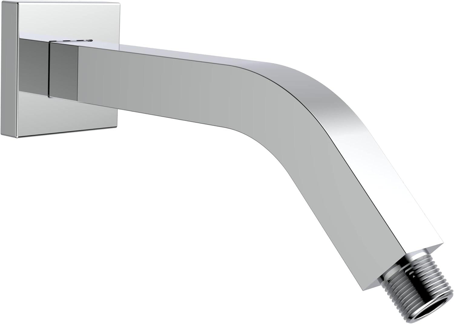 Aquaiaw Square Shower Arm and Anti-Scratch O-Ring Flange, 8 inch, Heavy-Duty Solid Brass, Both Soldered 1/2-14 NPT Tapered Threads, Wall Mount Shower Head Extension Arm (Polished Chrome)